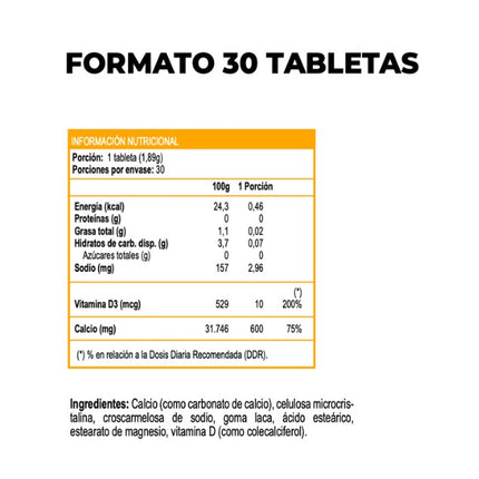 Calcio 600 + Vit D3, 30 tabs