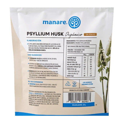 Psyllium Husk, Organico Polvo, 200 g