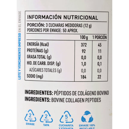 Peptidos De Colageno, Colageno I Y III, Sin Sabor, 600g