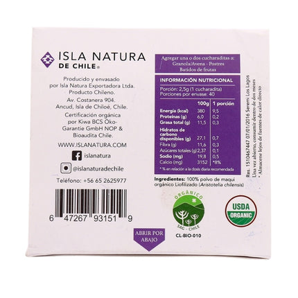 Maqui Polvo, Premium, Recarga Ecologica, 100 g.