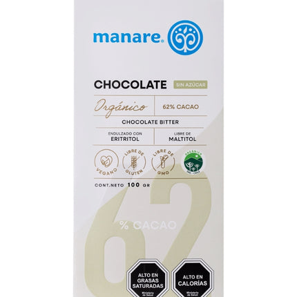 Pack De 12 Barras de Chocolate, Organico, 62% Cacao, 1 un