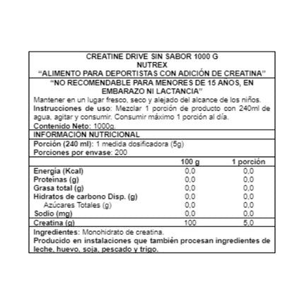 Creatine Drive, Creatina Monohidratada Polvo, 1k.