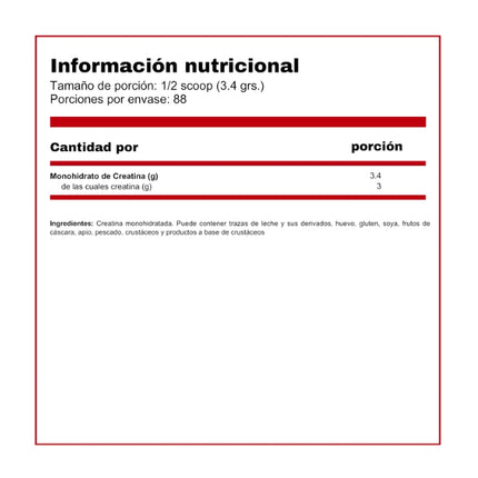 Monohidrato de Creatina, Sin Sabor, Vegana, 300g