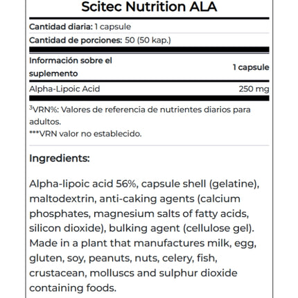 ALA, Acido Alfa Lipoico, 50 caps