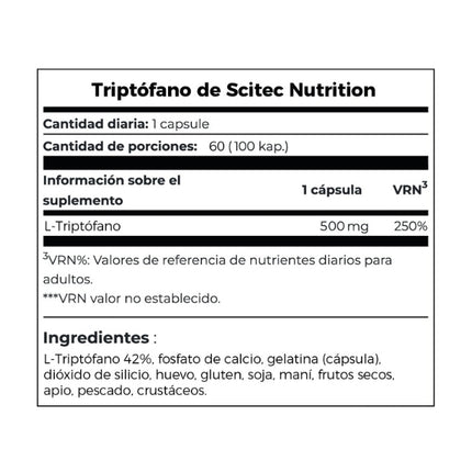 Triptófano, 500mg, 60 caps.