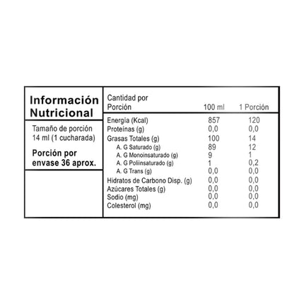 Aceite de Coco Orgánico, 500 ml