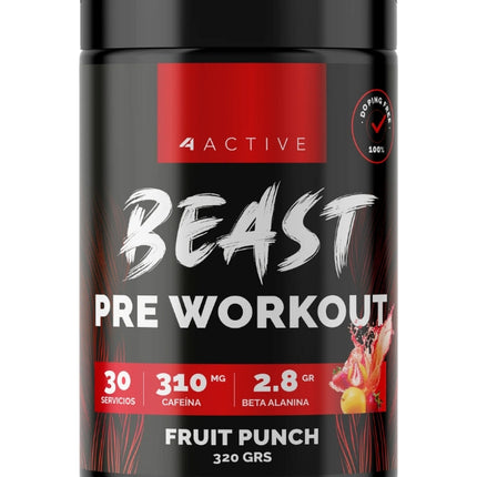 Beast Pre Workout, Pre entreno, Fruit Punch, 320 grs.