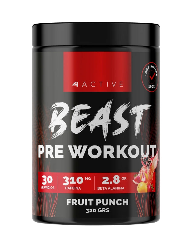 Beast Pre Workout, Pre entreno, Fruit Punch, 320 grs.