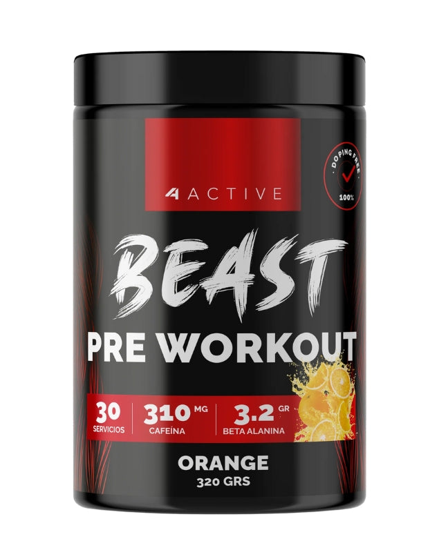 Beast Pre Workout, Pre entreno, Orange, 320 grs.