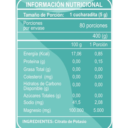 Citrato de Potasio, 400gr