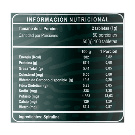 Spirulina, 500mg, 100tab