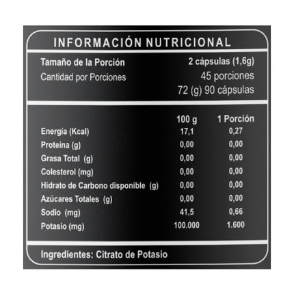 Citrato de Potasio, 800mg, 90 caps