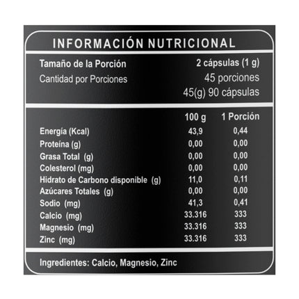 Calcio + Zinc + Magnesio, 500mg, 90caps