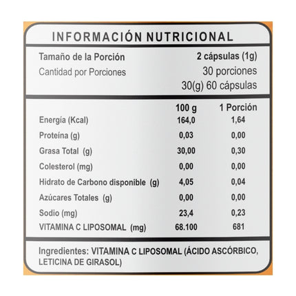 Vitamina C Liposomal, 500mg, 60caps