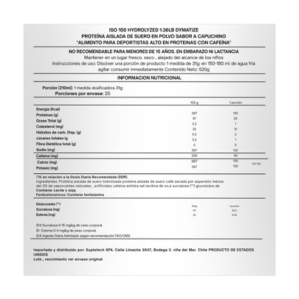 Iso 100 Proteina, Capuccino, 1.36lb