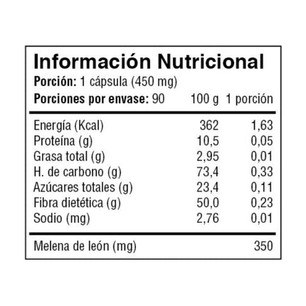 Melena de Leon, 350mg, 90 caps