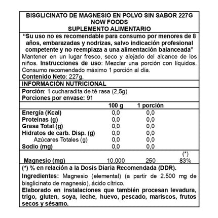 Magnesio Bisglicinato, Polvo, 227g