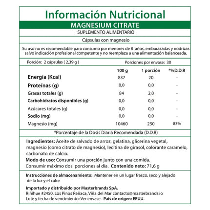 Citrato De Magnesio Softgels, 250 mg, 60 caps