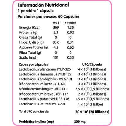 Probioticos 20 Billones, 8 Cepas, 60 caps