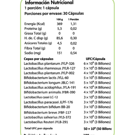 Probiótico 50 Billones, 13 Cepas, 30 caps