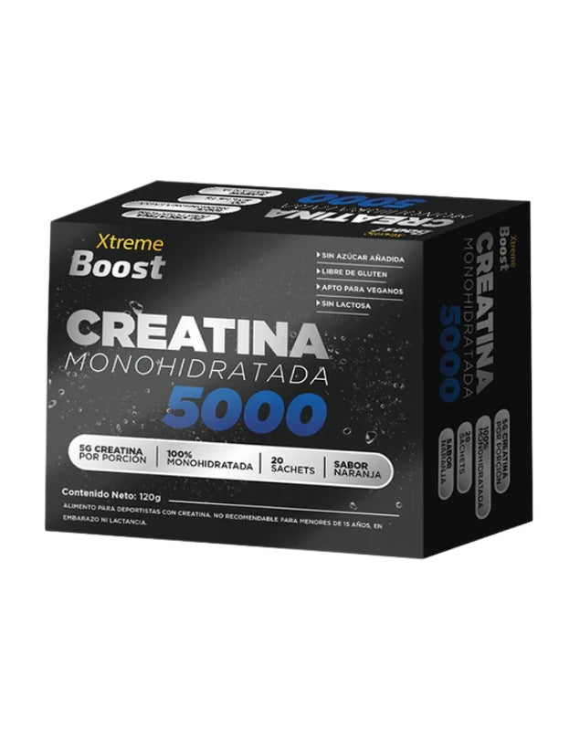 Creatina Monohidratada 5000, Sabor Naranja, 20 Sachet