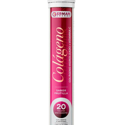 Colágeno Hidrolizado + Vitamina C, Sabor Frutilla, 20 tabletas