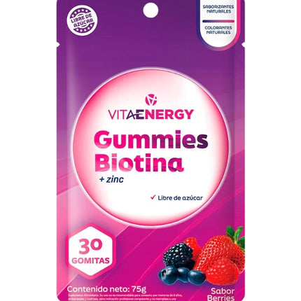 Gomitas De Biotina + Zinc, Sabor Berries, 30 gomitas