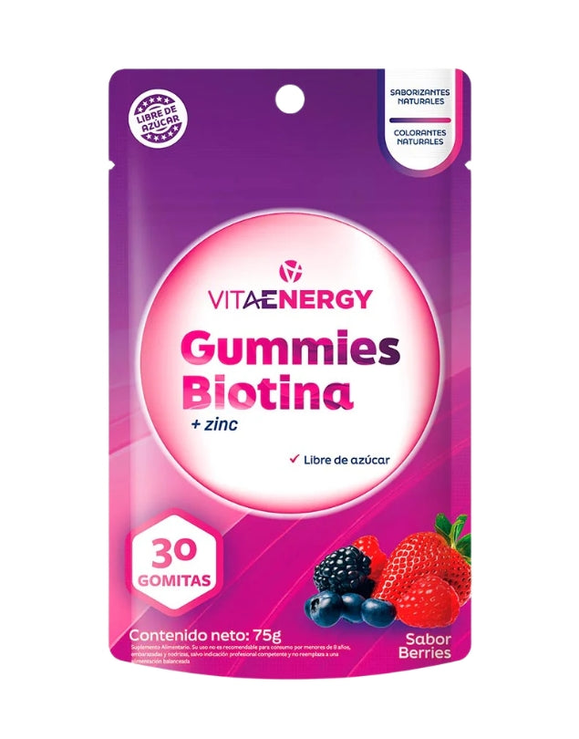Gomitas De Biotina + Zinc, Sabor Berries, 30 gomitas