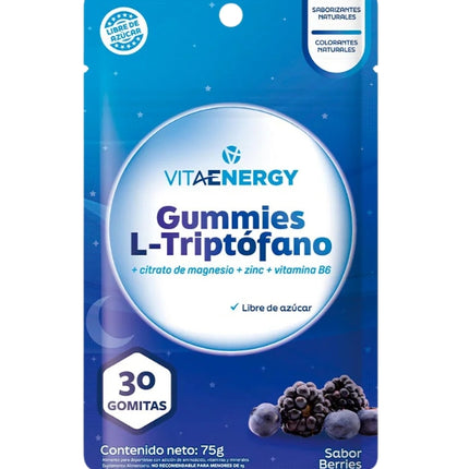 Gomitas De L-Triptofano + Citrato De Magnesio + Zinc + Vitamia B6, Sabor Berries, 30 gomitas