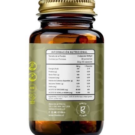 Aceite De Orégano 500 mg, 60 softgel