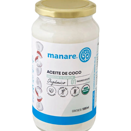 Aceite de Coco, Sin Olor, Sin Sabor, Organico, 1L