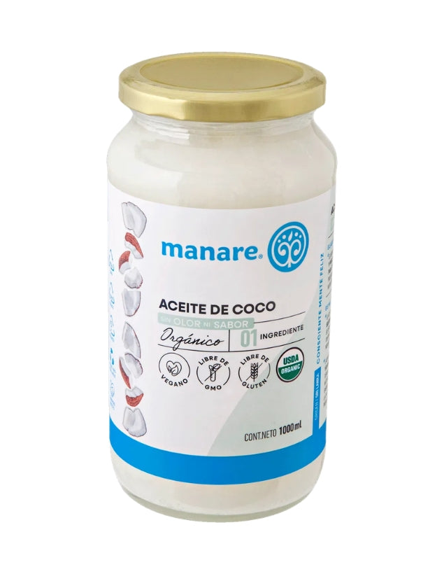 Aceite de Coco, Sin Olor, Sin Sabor, Organico, 1L