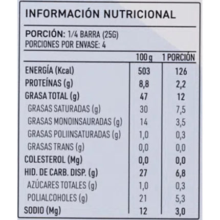 Barra de Chocolate, Sin Azucar, Organico, 79% Cacao, 100g