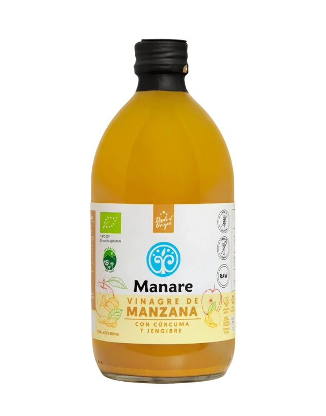 Vinagre de Manzana Organico, Curcuma Y Jengibre, 500 ml