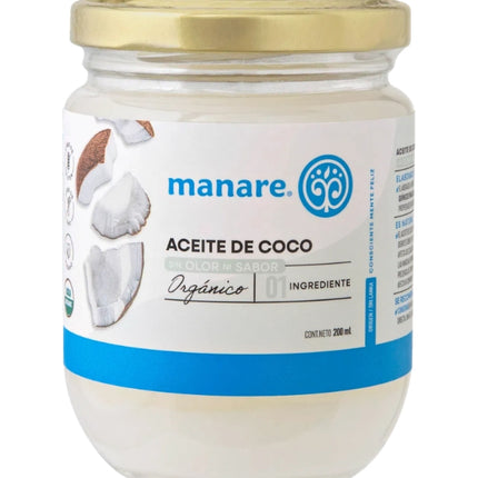 Aceite de Coco, Sin Olor, Sin Sabor, Organico, 200ml
