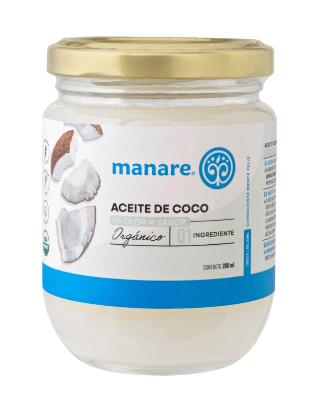 Aceite de Coco, Sin Olor, Sin Sabor, Organico, 200ml