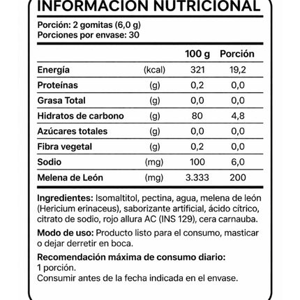 Gomitas Melena De Leon, 60 gomitas