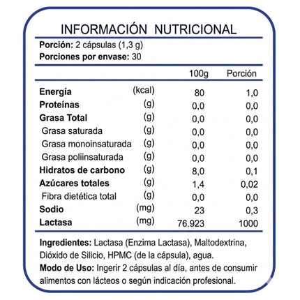 Lactasa, Enzima Digestiva, 60 caps.