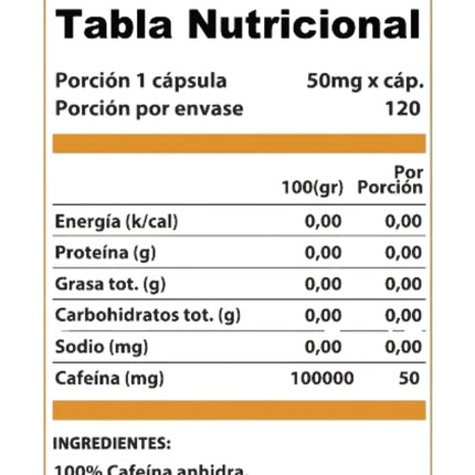Chronos 5.0, Cafeína 50 mg, 120 capsulas