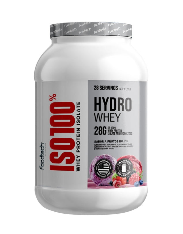 Iso100% Hydro Whey Protein Isolate, Sabor Frutos Rojos, 2lbs.