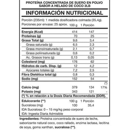 Tasty Protein 100% Whey, Sabor Coconut Ice Cream, 2lbs