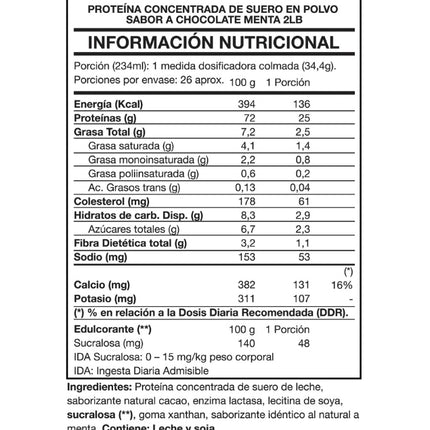 Tasty Protein 100% Whey, Sabor Chocolate Mint, 2lbs