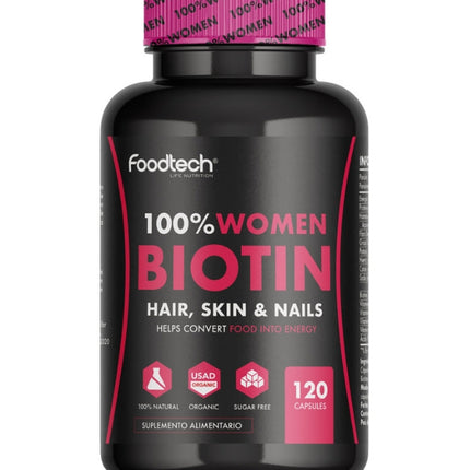 100% Women Biotin, Biotina, 120 caps.