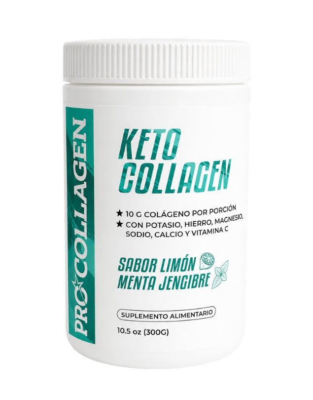 Keto Collagen, Sabor Limon Menta Jengibre, 300 grs.