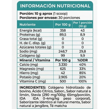 Keto Collagen, Sabor Limon Menta Jengibre, 300 grs.