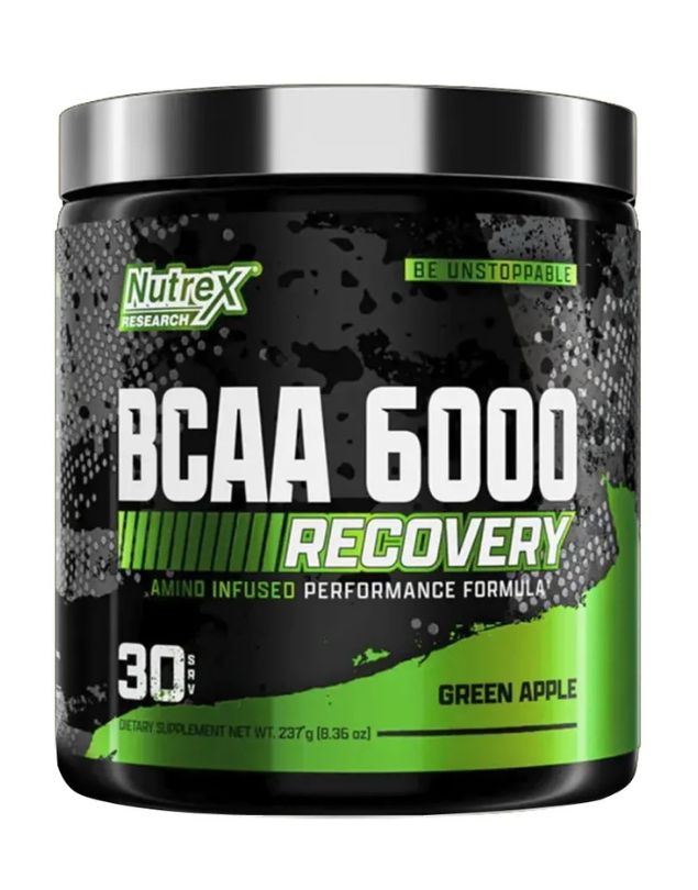 BCAA 6000 Polvo, Aminoacidos, Sabor Green Apple, 237 gr