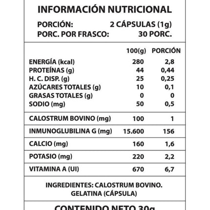 Calostrum Bovino, 500mg, 60caps
