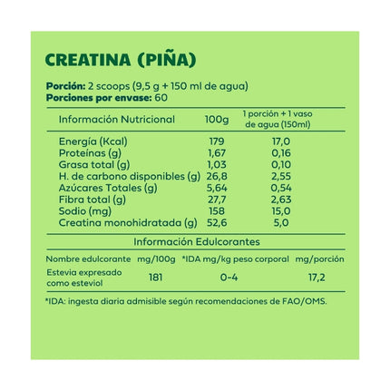 Creatina Monohidratada Micronizada, Piña, 570 gr