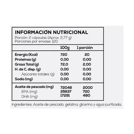 Omega 3, Alta Absorción, 120 caps.