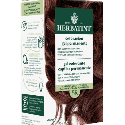 Tintura Permanente Natural, Castaño Claro Cobrizo, 5R. 170 ml